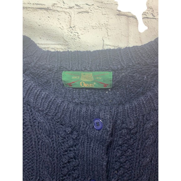 Vintage Orivs Blue Knit Sweater Cardigan, Size M - Picture 3 of 7